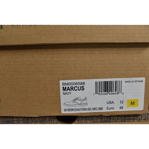 Born Mens Size 12 Marcus Navy Brown Wool Fabric Lace Up Casual Shoes Sneakers - Picture 11 of 11